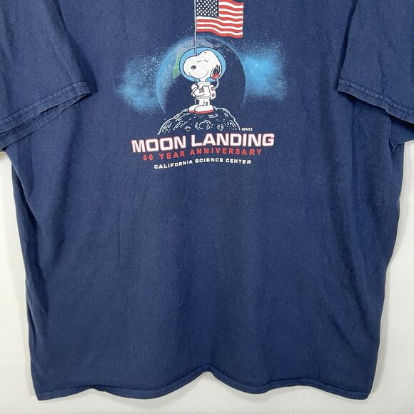 Snoopy Moon Landing Anniversary T Shirt Adult Size XL Navy Blue Gildan Tag USA - Picture 4 of 10